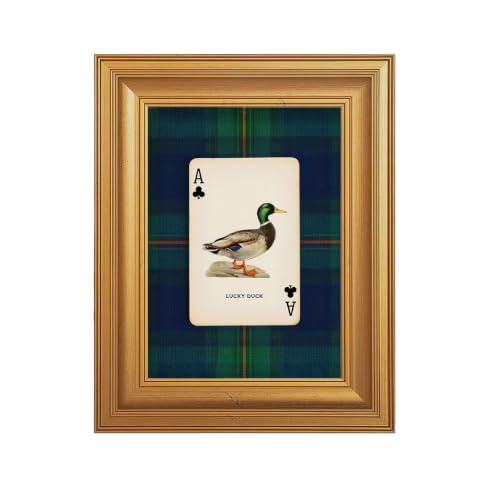Wojuin Lucky Duck Ace of Clubs Illustration Framed Canvas Wall Art 8x10 in - color: Lucky Duck, size: 10"L x 8"W