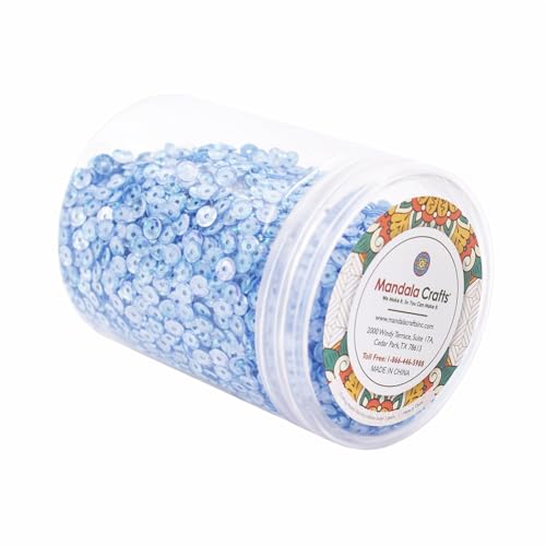 Mandala Crafts 6mm Cup Holographic Sky Blue Sequins for Sewing Embroidery - color: Holographic Sky Blue, size: 6mm Cup Sequins