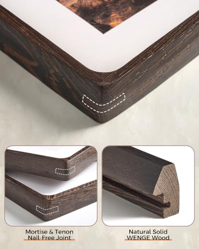 RICHFOCUS 4x6 Picture Frame USA-Sourced Natural Black Wenge Solid Wood Photo Frame Handcrafted Rounded Corner Wooden Frame with Real Glass Display Photos 3x5 with Mat or 4x6 Without Mat - color: Wenge, size: 4x6-1PC
