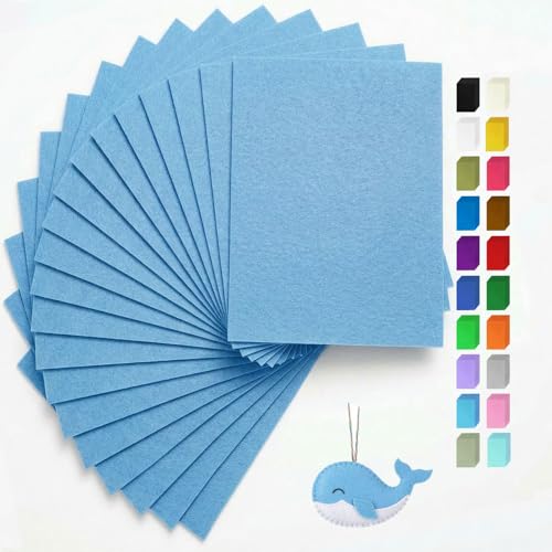Blue Felt Fabric Sheets Stiff 20 Pcs 8" X 12" 1mm Thick - color: Blue