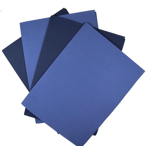 KCS 4 pc of 12" x 18" (30cmx45cm) 14CT Counted Cotton Aida Cloth Cross Stitch Fabric (Jeans Blue+Navy Blue) - color: Jeans Blue+navy Blue