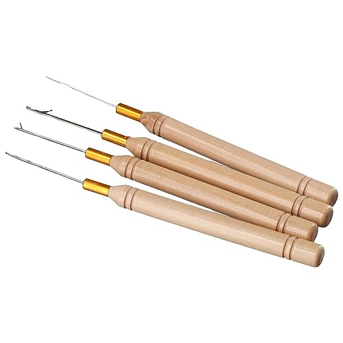 Uniquer 12Pcs Pulling Hook Crochet,Hair Extension Loop Crochet Needle Threader Wire Tool for Beading Link Rings Hair Extension Braids