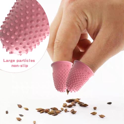 Thimble Protectors 5Pcs, Finger Protectors, Rubber Fingers Thimble Guard Tips Caps Pads Cover Craft Finger Tip Sewing Counting Protector for Embroidery, Sewing, Cuttings (Pink)