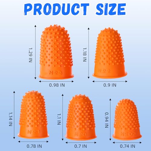 Zonon 20 Pcs Rubber Thimble Finger Protector,Blue,Orange - color: Blue,orange