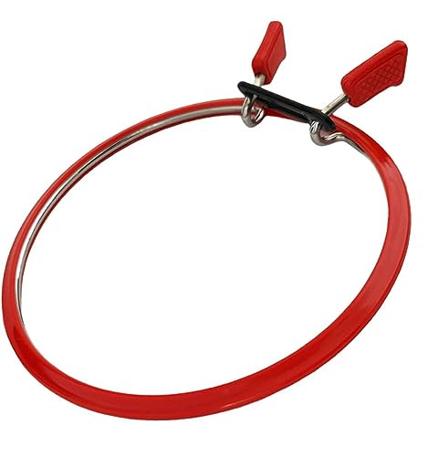 Nurge Metal Embroidery Hoops - Premium Spring Tension Embroidery Hoop for Cross Stitch - Durable Ring with Quick Release Safety Clip - Ideal for Crafters,Beginners & Professionals - Red - Medium - color: Red, size: Medium
