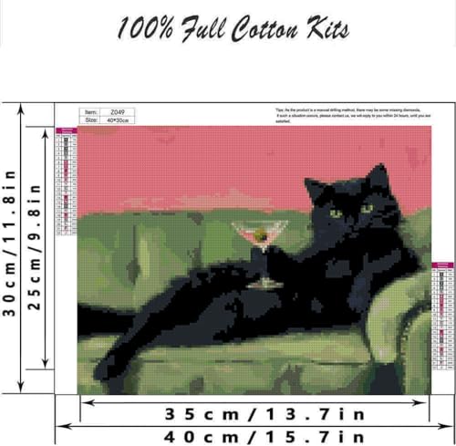 TCDZMYGS Stamped Cross Stitch Kits for Beginners,Black Cat-12x16in - color: cross stitch-black cat