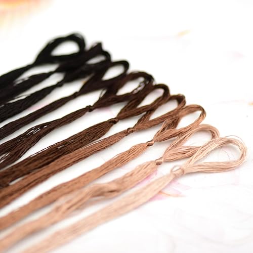 Natural Silk Thread – 10 Coffee Tones, 110m Each, Handmade Silk Embroidery Floss for Hand Embroidery, Cross-Stitch, and Fine Needlework Projects（06） - color: 06