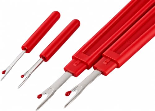 Sewing Seam Ripper Tool,Stitch Remover and Thread Cutter with 2Big+2Small Seam Rippers,1 Pack Thread Snips,1Pack 5”Scissor - color: Classic Red