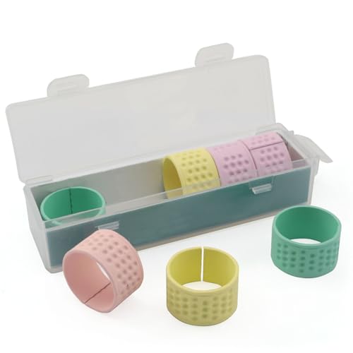 XGNG 6pcs Colorful Thick Thimbles Finger Protectors Adjustable Rings for Sewing, Quilting and Knitting