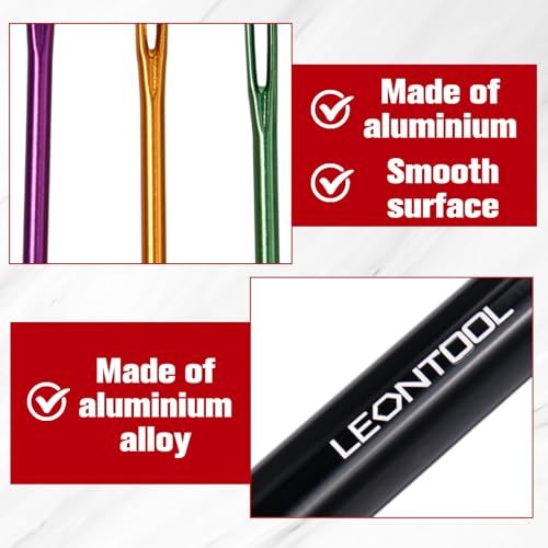 LEONTOOL 10 Pcs Large Eye Yarn Darning Tapestry Needle Big Eye Weaving Needle Aluminum Bent Needles Sewing Hand Knitting Needles with Storage Tube for Crochet Weaving Darning Projects