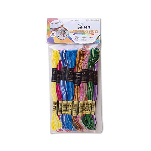 12 Pieces | Premium Embroidery Thread | 100% Egyptian Cotton Premium Skeins | Cross Stitch Embroidery Floss | Oeko TEX Certified Stranded Cotton (Variegated Tones) - color: Variegated Tones