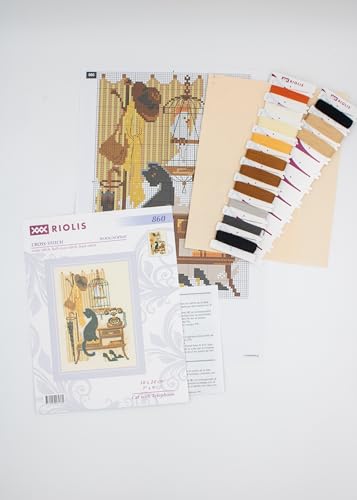 RIOLIS 860 Cat with Telephone Counted Cross Stitch Kit 7 x 9.5 in - style: Cat with Telephone 860