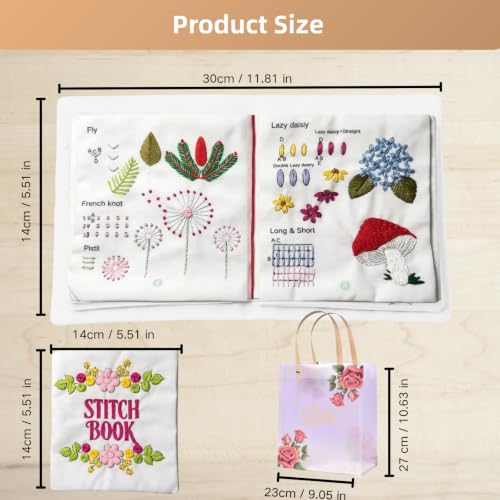 Embroidery Stitch Book Kit 29 Stitches Beginner Embroidery Kit for Adults (Basic Kit)