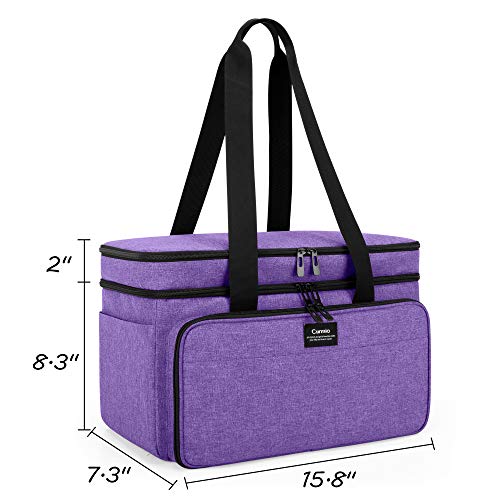 CURMIO Double-Layer Knitting Tote Bag, Yarn Storage for Crafts, Purple - color: purple