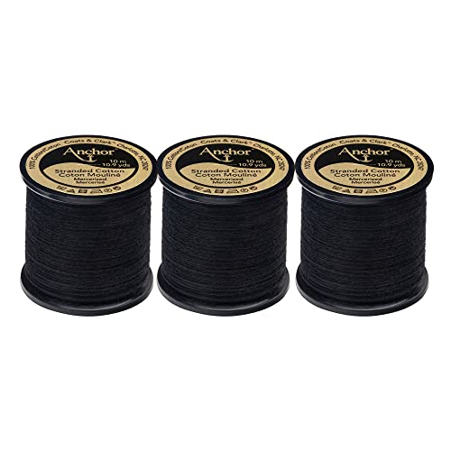 Anchor Cotton Embroidery Floss for Cross Stitching, Black, 3 Pack - color: Black, size: 10.9y/10m