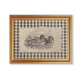 Wojuin Farmhouse Duck Swimming Framed Canvas Wall Art with Plaid 8x10 inch - color: Duck, size: 10"L x 8"W