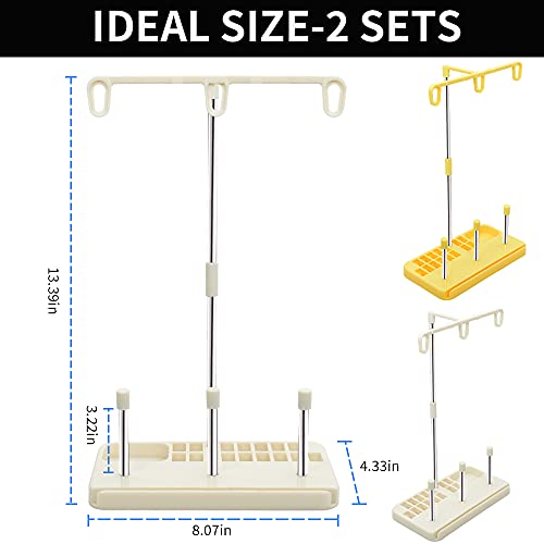 Vuzvuv 2 Pack Thread Holders, Embroidery & Sewing Machine Organizer, 3 Spool Thread Rack, Suitable for Beginners & Adults, White-Yellow - color: White-Yellow