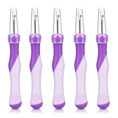 5Pcs Needle and Thread Seam Ripper, Remover Stitch Tool for Sewing/Knitting - color: Purple