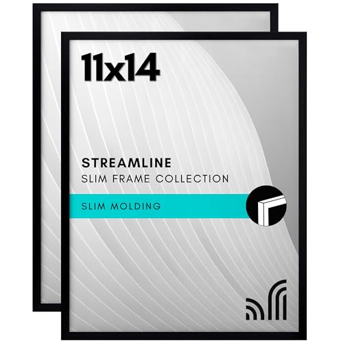 Americanflat 11x14 Picture Frame 2-Pack - Slim Molding - Black - size: 11x14