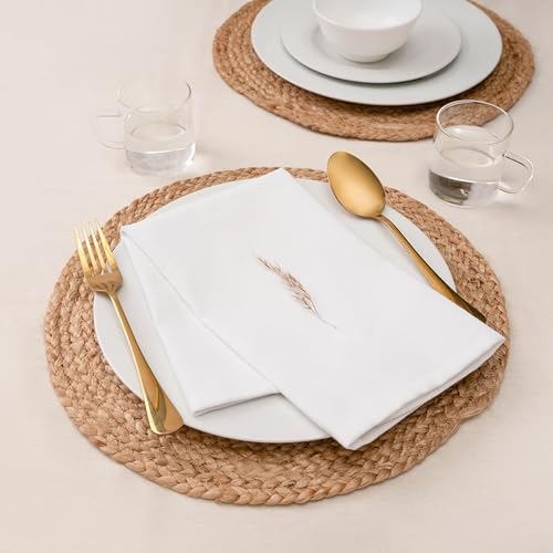 Blue Needles Solid Cloth Napkins 100% Cotton Set of 6-18 x 18 Inches - color: White, size: 18" x 18" (Set of 6)