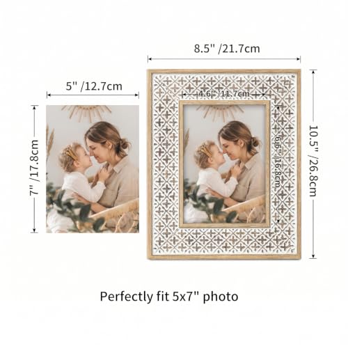 Boho 5x7 Picture Frame Moroccan Photo Frame Set of 2 - color: Boho Cross White, size: 5x7