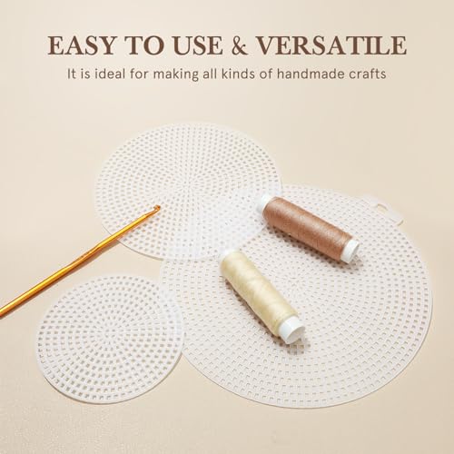 GLEAVI 30Pcs Round Plastic Canvas Sheets: Clear Mesh Canvas Kit for Crochet Bag Bottom, Cross Stitch & Embroidery - 3 Sizes (5.75", 4.5", 3")