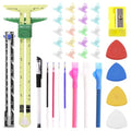 Swpeet 48Pcs Sewing Tools Kit, Tailors Chalk, Sewing Fabric Chalk, Sewing Fabric Pencils, 5-in-1 Sliding Gauge Measuring Sewing Ruler Tool, Heat Erasable Fabric Marking Pens with 4 Refills