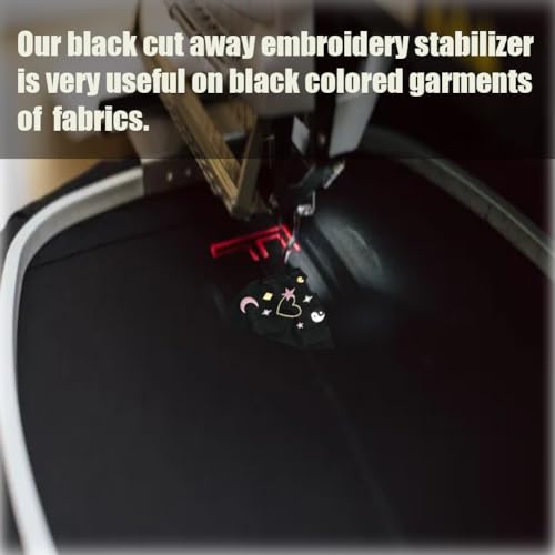 Black Cut Away Embroidery Stabilizer Backing (8 in x 50 yd Roll), Seneme Stabilizer for Embroidery Medium Weight 2.5 oz Cutaway Embroidery Stabilizers for Machine Embroidery Stabilizer and Hand Sewing