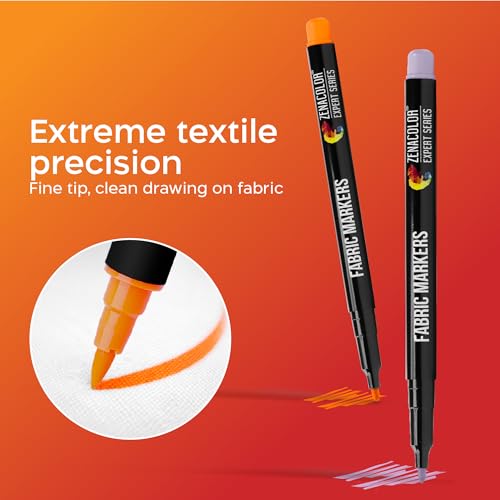 Zenacolor - 20 Fabric Markers Permanent for Clothes - Fine Point