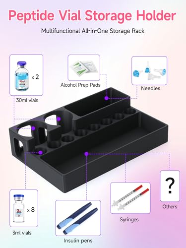 YOUSHARES Peptide Vials Case - 3ml and 30ml Insulin Vial Organizer - color: 3d_black