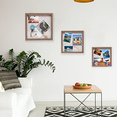 Muzilife 8x8 Small Shadow Box Wood Picture Frame, Tempered Glass, Brown - color: Brown, size: 8x8