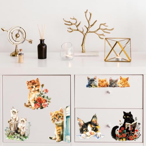 Peacoblue Cute Cats Rub On Transfers for Furniture Craft 6"x12" - style: Cute Cats
