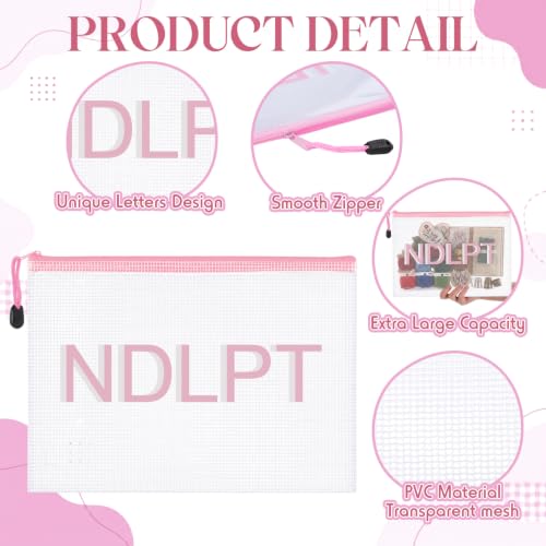 Sabary 5 Pcs Needlepoint Project Bag Clear Mesh Zipper Pouch, Pink - color: Pink