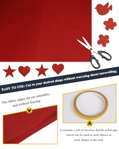 Red Felt Fabric 72" x 36", Large Stiff Craft Felt Sheet by The Yard - color: Red, size: 72" X 36" (1 Yard)