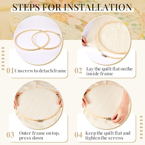 CroBlissful 3 Pcs Large Embroidery Hoop 12 14 16 Inch Round Wooden Kit
