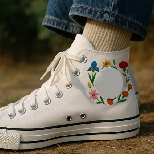 ORIGACH 4 Sheets Plant Themed Water Soluble Embroidery Patterns Stabilizers - Pre-Printed Flower Wreath & Bush Patterns Designs - Stick & Stitch Embroidery Paper for Hand Sewing Lovers - color: Flower Wreath & Bush