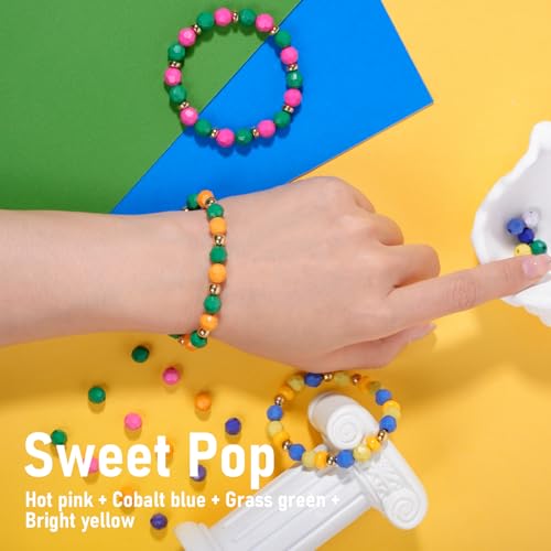 2600+pcs Faceted Beads Kit 18 Color Rainbow Opaque Plastic Beads Multicolor Loose Spacer Pony Beads Bulk Elastic String for Bracelets Necklaces Key Chains DIY Craft Jewelry Making - color: Faceted Beads
