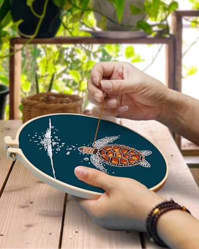 TINDTOP Embroidery Kit for Beginners Adult, Turtle Embroidery Practice Kit - color: Turtle