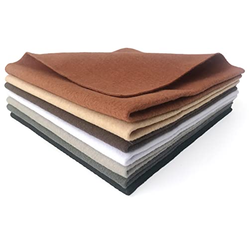 7pcs 18" X 18" 1.4mm Thick Soft Felt Nonwoven Fabric Sheet Pack DIY Craft Patchwork Sewing Square Assorted Colors (Brown Series) - color: Brown Series