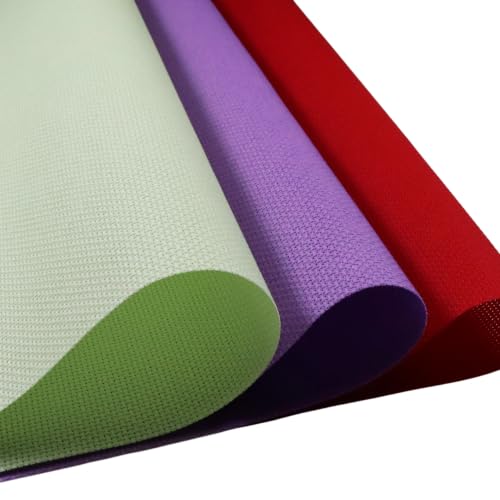 KCS 3 pc of 15" x 18"(38cmx45cm) Counted Cross Stitch Cotton Aida Cloth Needlework Rolled Fabric Box,14CT,Light Green+Lavender+Red - color: Light Green+lavender+red, size: 14CT