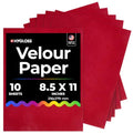 Hygloss Velour Paper 8.5 x 11, Soft Flocked Craft Paper, 10 Sheets Red - color: Red