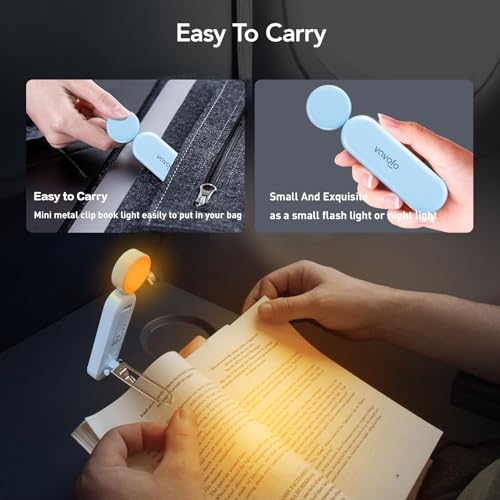 VAVOFO USB Rechargeable Book Light, Bookmark Clip on LED Reading Light - color: Light Blue