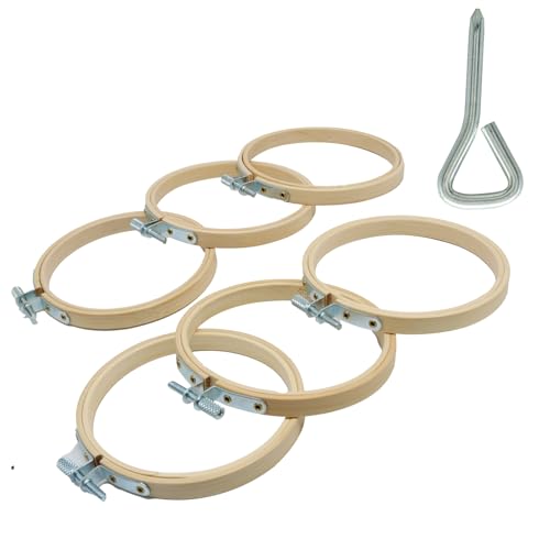 OSVJE 6 Pack Embroidery Hoop, 4 Inch, Small Bamboo Circle Cross Stitch - style: 4"