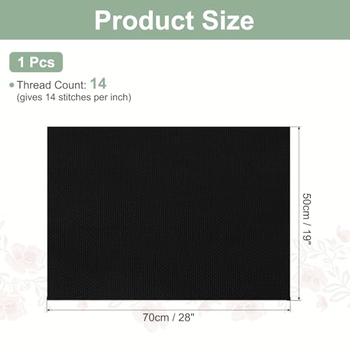 PATIKIL 14 Count Cross Stitch Cloth 19"x28", Embroidery Cotton Fabric DIY Cross Stitch for Handmade Needlework Art Crafts Machine Embroidery, Black - color: Black, size: 19"x28"