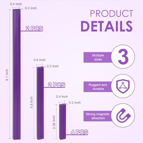 UNIMEIX 8 Pcs Magnetic Strips for Cross Stitch Knitting Chart Keeper Magnet Replacement Set Magnets Crochet Line Keeper Replacement Cross Stitch Supplies for Crafts Work（Exclude Chart Board） (Purple) - color: Purple