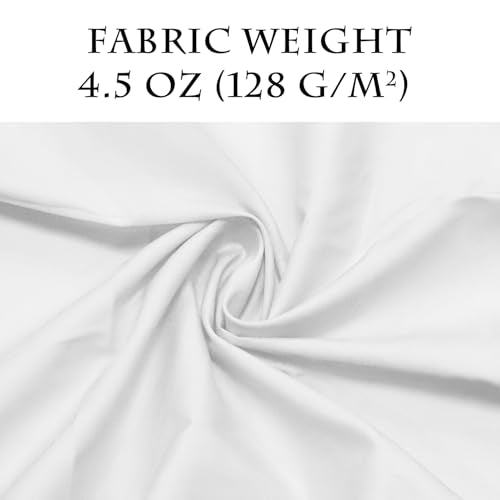 White Cotton Fabric 3 Yards, 100% Natural Cotton Poplin Fabric by The Yard, 59 Inches Wide Lining Fabric for Sewing Apparel Cloth Hard-Wearing & High-Density Embroidery Quilting, Sewing Material - color: White, size: 3Y