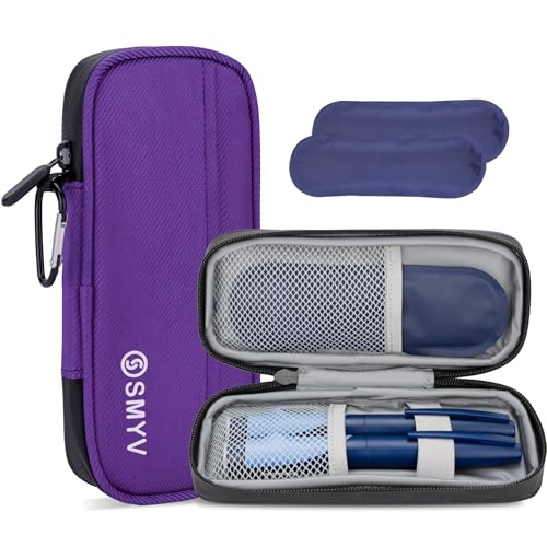 SMYV Insulin Cooler Travel Case with 2 TSA Approved Ice Packs, Purple - color: Soft Purple