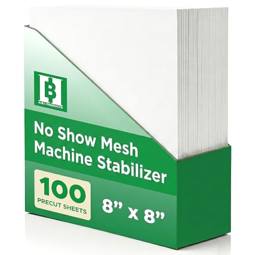 HBI No Show Mesh Embroidery Stabilizer Sheets, Cut Away, 8 x 8 in, 100 Pk - size: 8" x 8"