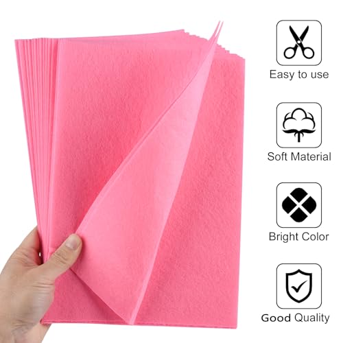 20 Pcs Pink Felt Fabric Sheet 8" x 12" Assorted Color Felt Fabric Sheets for Crafts DIY Handcraft Sewing Squares Patchwork Nonwoven - color: Pink