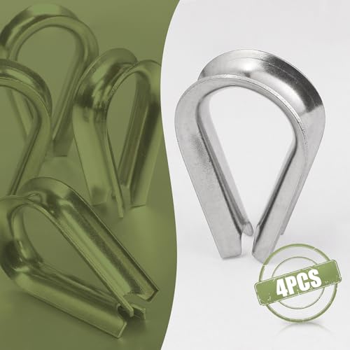 M6 Wire Rope Thimble, 304 Stainless Steel Thimble for 7/32-1/4 Inch Diameter Wire Rope, 4 Pieces - size: M6